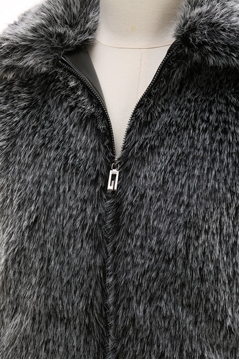 Warm Turn-down Collar Simple Outdoor Origina Faux Fur Coat