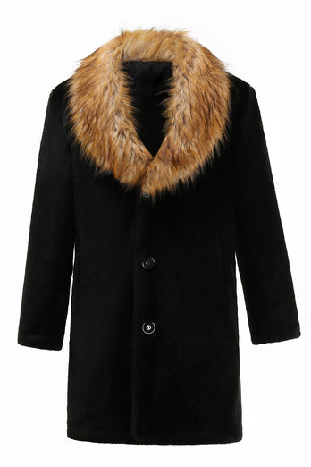 Fluffy Fur Collar Luxury Outerwear Winter Thicken Long Faux Fur Coat