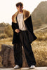 Load image into Gallery viewer, Black Faux Fur Coat Turndown Collar Long Sleeve Winter Coat