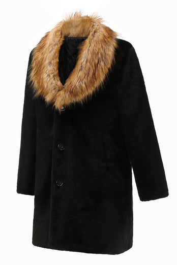 Fluffy Fur Collar Luxury Outerwear Winter Thicken Long Faux Fur Coat