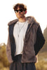 Load image into Gallery viewer, Brown Sleeveless Faux Fur Coat Vest with Hooded Fluffy Jacket