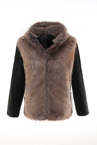 Brown Faux Fur Bohemian Retro Fashion Natural Winter Fur Coat