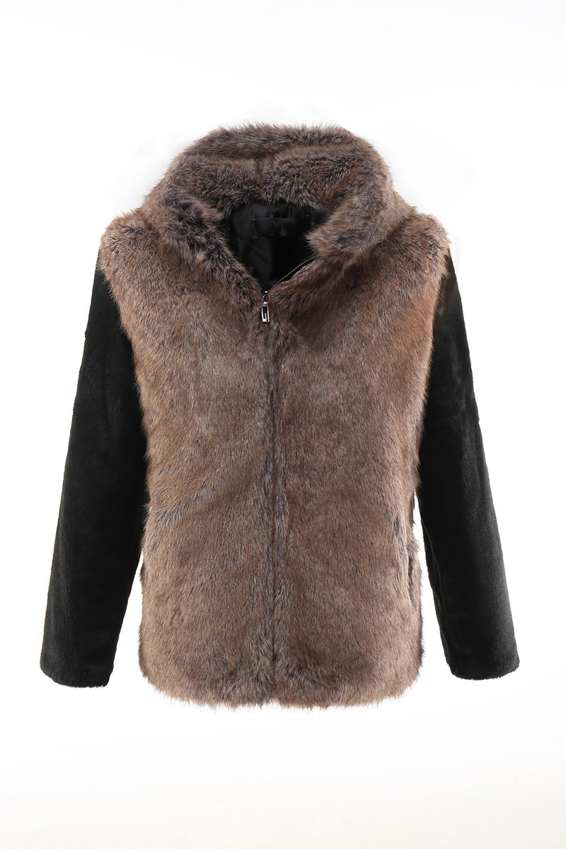 Load image into Gallery viewer, Brown Faux Fur Bohemian Retro Fashion Natural Winter Fur Coat