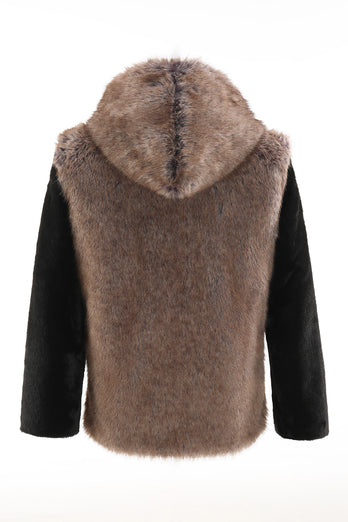 Brown Faux Fur Bohemian Retro Fashion Natural Winter Fur Coat