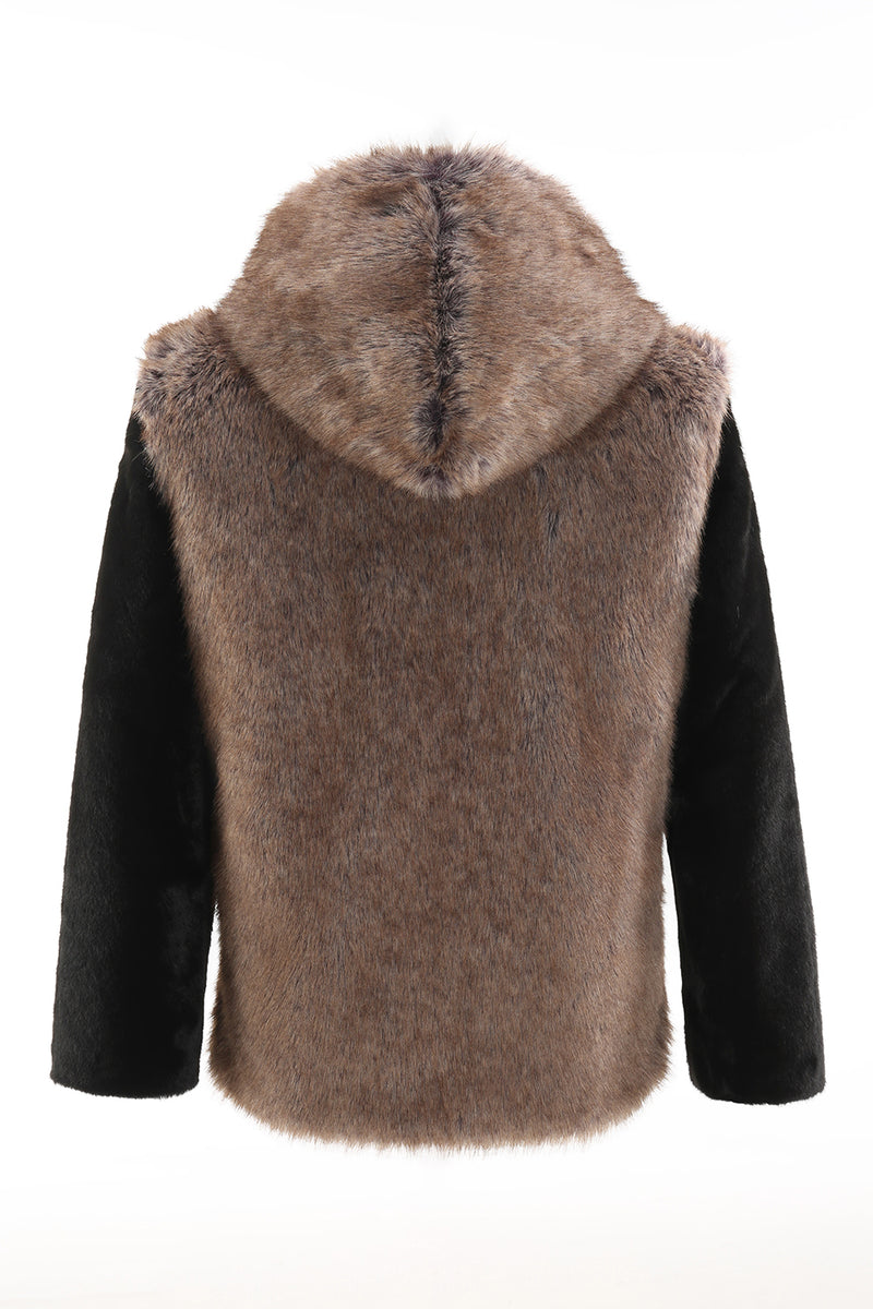 Load image into Gallery viewer, Brown Faux Fur Bohemian Retro Fashion Natural Winter Fur Coat