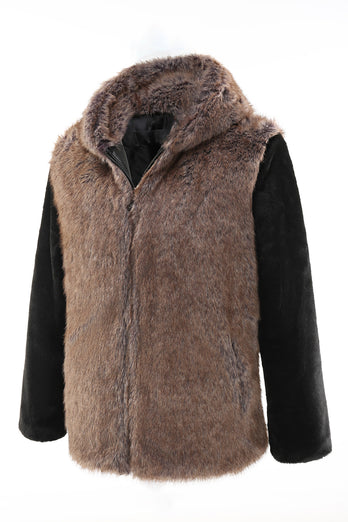 Brown Faux Fur Bohemian Retro Fashion Natural Winter Fur Coat