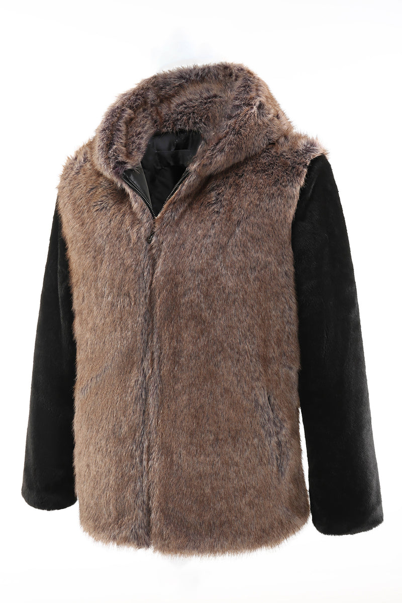 Load image into Gallery viewer, Brown Faux Fur Bohemian Retro Fashion Natural Winter Fur Coat