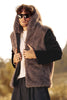 Load image into Gallery viewer, Brown Sleeveless Faux Fur Coat Vest with Hooded Fluffy Jacket