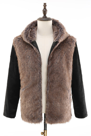 Brown Faux Fur Bohemian Retro Fashion Natural Winter Fur Coat