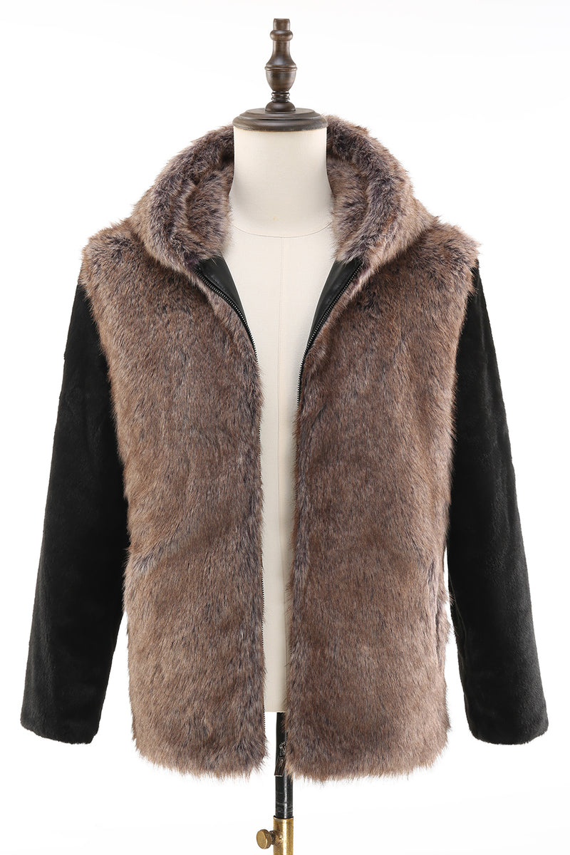 Load image into Gallery viewer, Brown Faux Fur Bohemian Retro Fashion Natural Winter Fur Coat