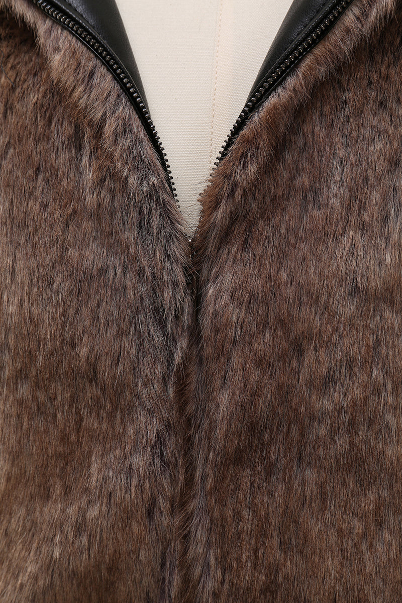 Load image into Gallery viewer, Brown Faux Fur Bohemian Retro Fashion Natural Winter Fur Coat