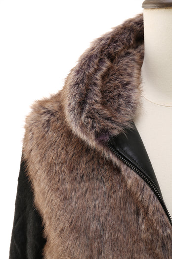 Brown Faux Fur Bohemian Retro Fashion Natural Winter Fur Coat