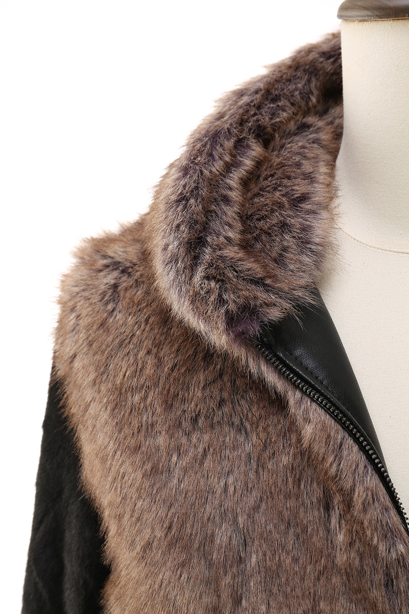 Load image into Gallery viewer, Brown Faux Fur Bohemian Retro Fashion Natural Winter Fur Coat