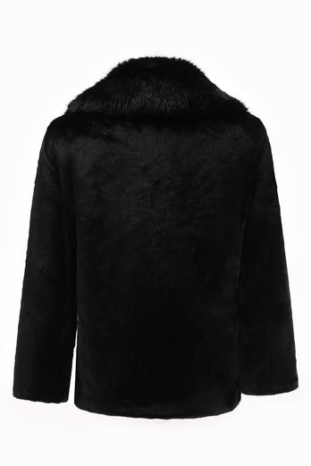 Faux Fur Warm Shawl Collar Fluffy Fleece Jacket with Full-Zip