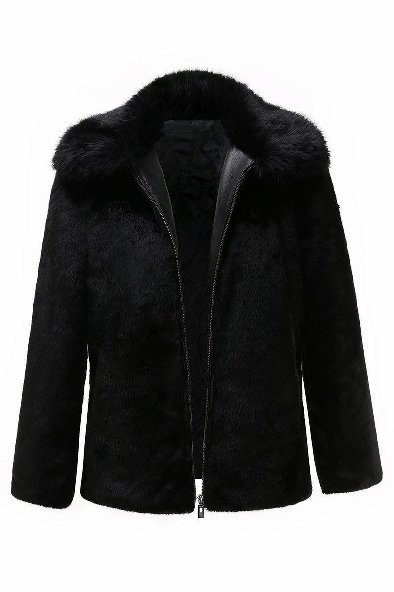 Load image into Gallery viewer, Faux Fur Warm Shawl Collar Fluffy Fleece Jacket with Full-Zip