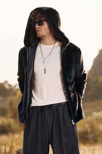 Sheepskin Jacket Double-Sided Wearable Hooded