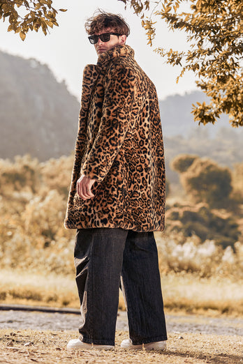 Fluffy Open Front Leopard Overcoat