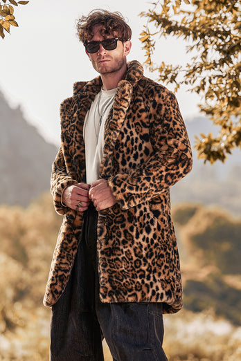 Fluffy Open Front Leopard Overcoat