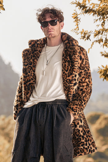 Fluffy Open Front Leopard Overcoat