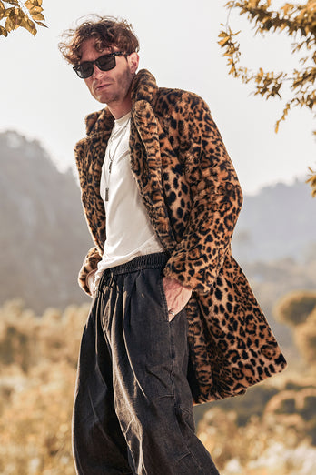 Fluffy Open Front Leopard Overcoat