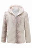 Load image into Gallery viewer, Ivory Faux Fur Hoodie Sweatshirt with Zipper