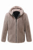 Load image into Gallery viewer, Khaki Faux Fur Integrated Hooded Mid Length Jacket