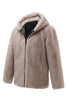 Load image into Gallery viewer, Khaki Faux Fur Integrated Hooded Mid Length Jacket