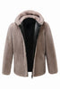 Load image into Gallery viewer, Khaki Faux Fur Integrated Hooded Mid Length Jacket