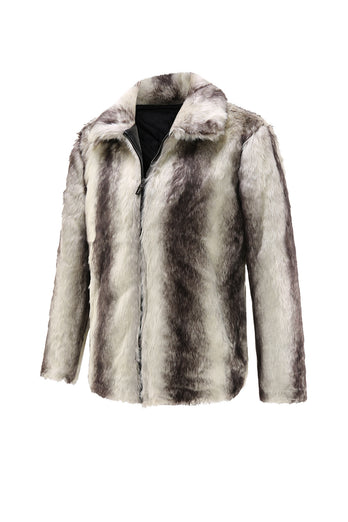 White Faux Fur Coats Fluffy Sherpa Jackets Thicken Overcoat