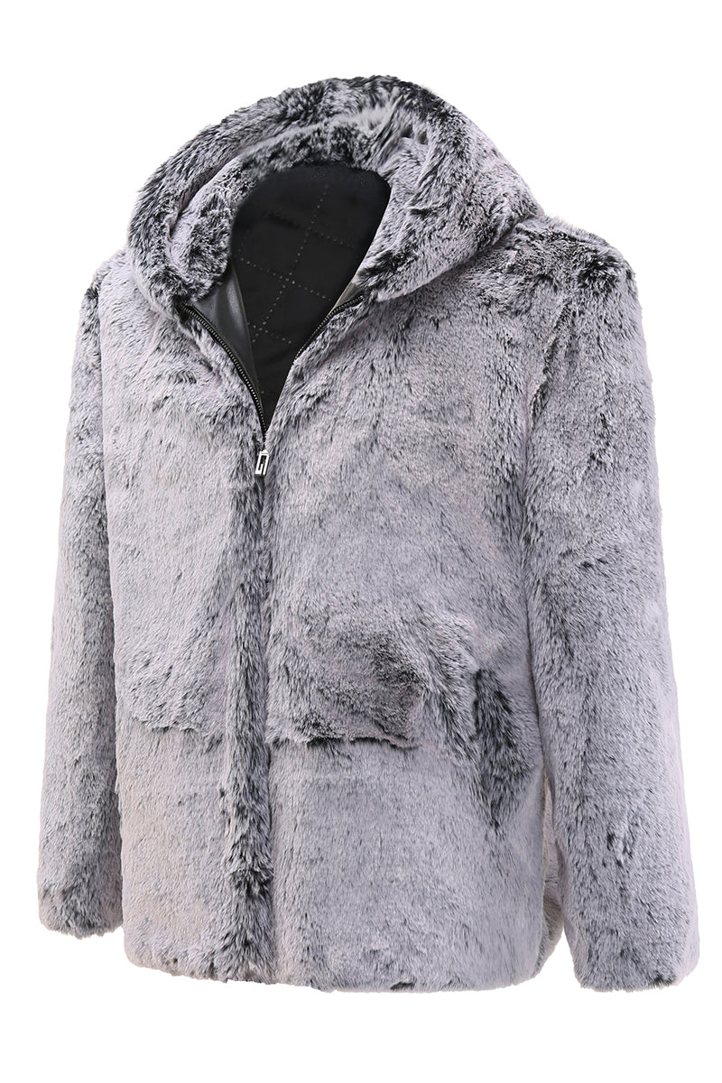 Load image into Gallery viewer, Grey Mink Jacket Light Luxury Hooded Thick Fur Warm Outwear Coats