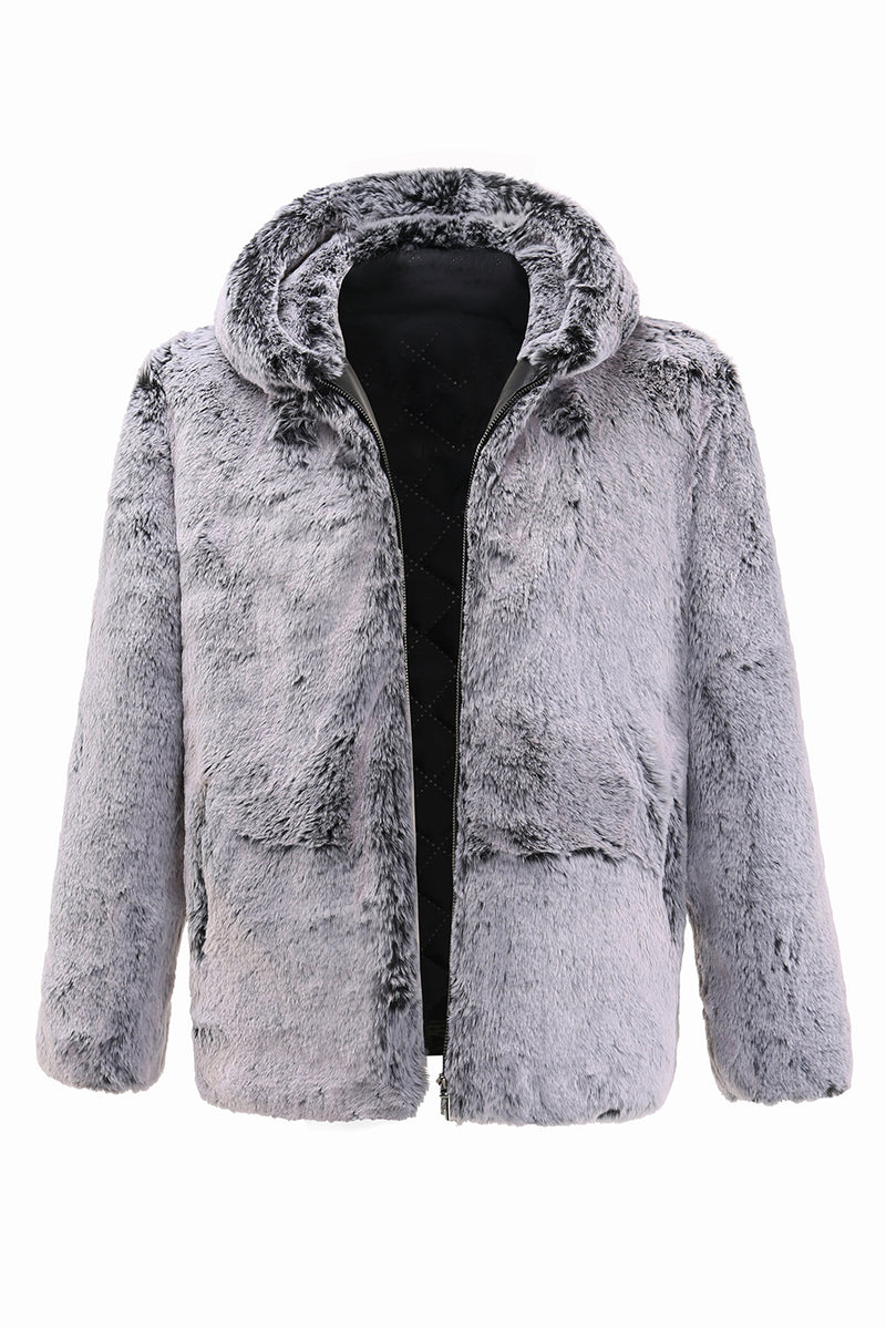 Load image into Gallery viewer, Grey Mink Jacket Light Luxury Hooded Thick Fur Warm Outwear Coats