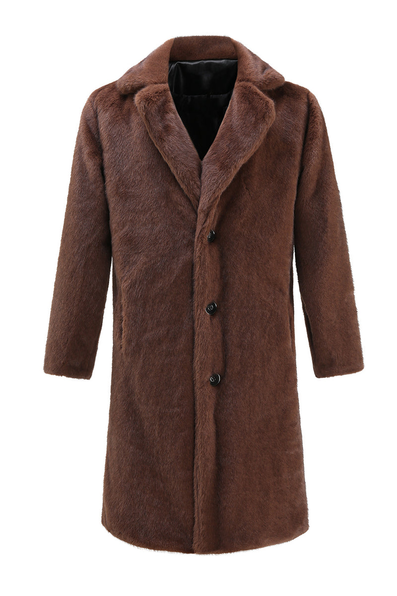 Load image into Gallery viewer, Brown Faux Fur Coats Warm Winter Outerwear