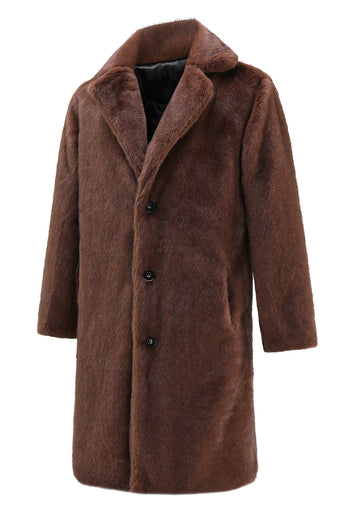 Brown Faux Fur Coats Warm Winter Outerwear