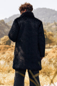 Black Thick Fluffy Long Sleeve Warm Shaggy Jacket Coat