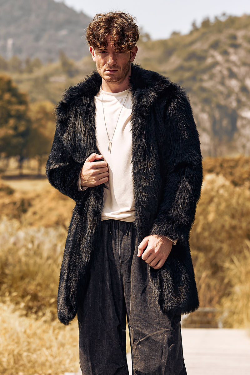 Load image into Gallery viewer, Black Thick Fluffy Long Sleeve Warm Shaggy Jacket Coat