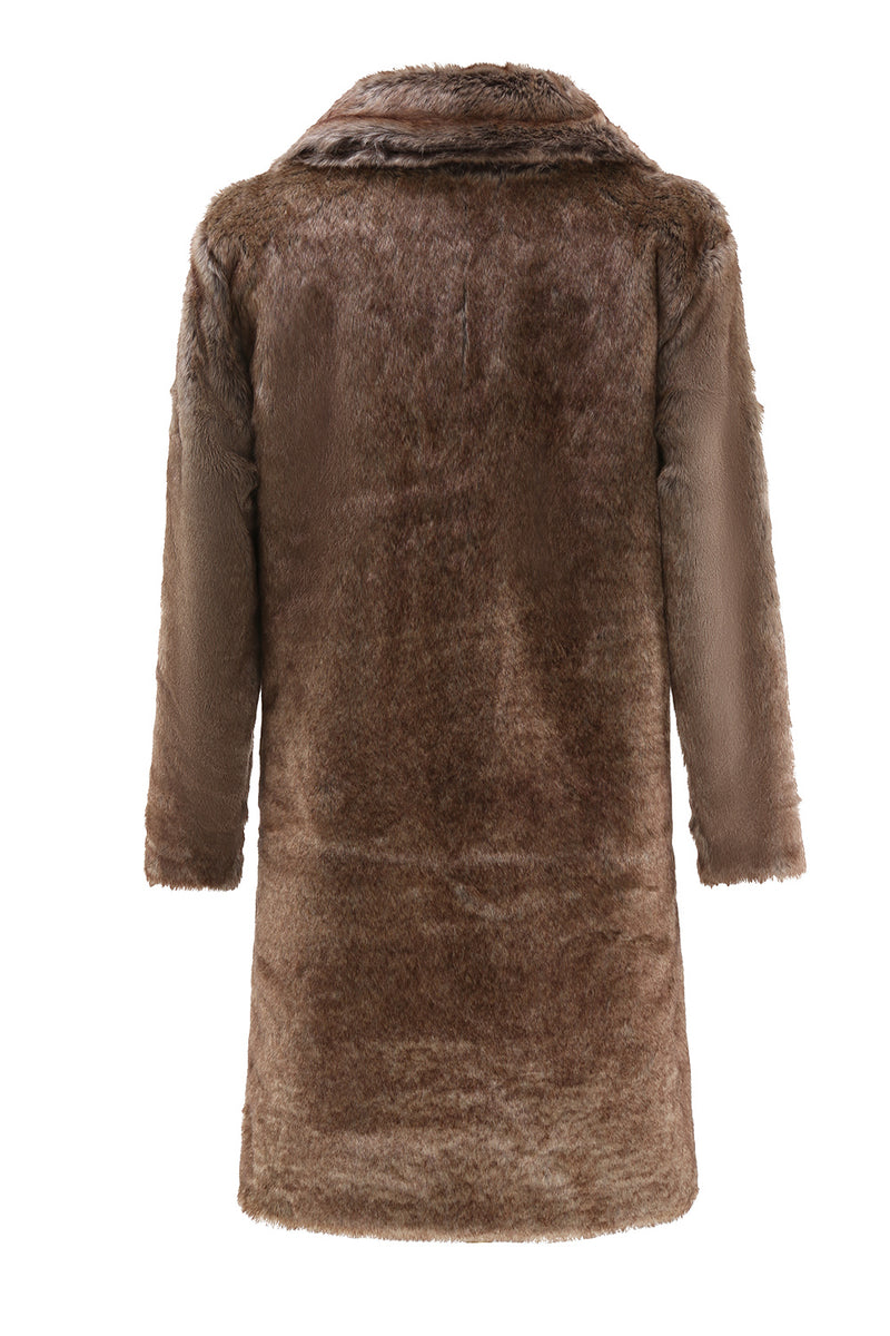 Load image into Gallery viewer, Coffee Thick Fur Long Leather Winter Coat