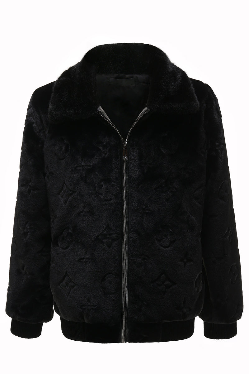 Load image into Gallery viewer, Black Mink Fur Zipped Hoodie Velvet Jacket