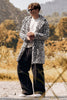 Load image into Gallery viewer, White and Black Leopard Fur Long Sleeves Warm Coat Jacket