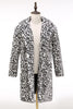 Load image into Gallery viewer, Black and White Leopard Print Lapel Long Sleeve Faux Fur Coats