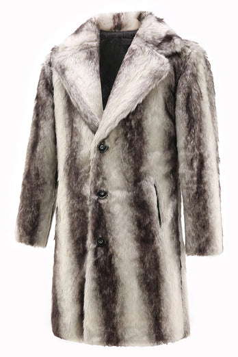 Coffee Luxury Faux Fur Winter Warm Thick Coat long Cardigan Overcoat