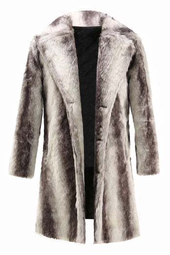 Coffee Luxury Faux Fur Winter Warm Thick Coat long Cardigan Overcoat