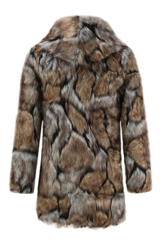 Brown Faux Fur Hooded Coat for Winter