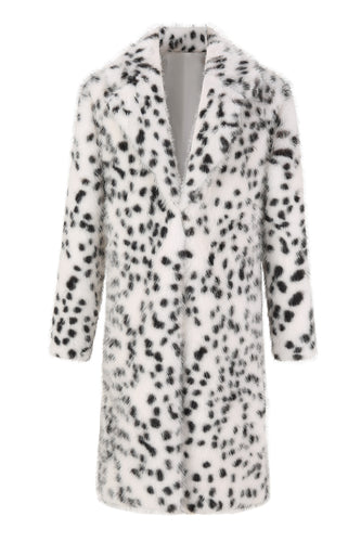 White and Black Fluffy Coat Faux Fur Outerwear