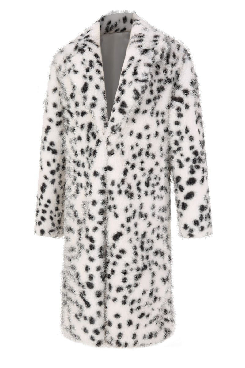 Load image into Gallery viewer, White and Black Fluffy Coat Faux Fur Outerwear