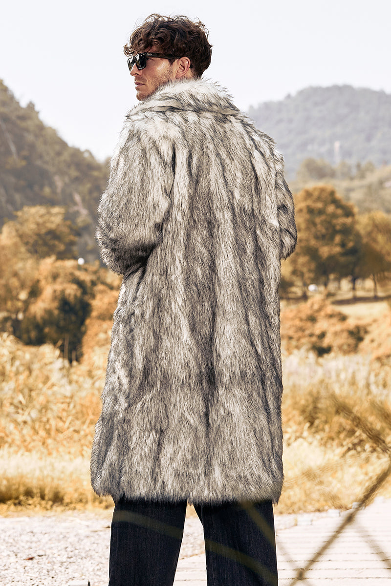 Load image into Gallery viewer, Light Grey Faux Fur Coat Winter Thicken Stand Collar Jacket Overcoat