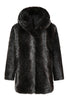 Load image into Gallery viewer, Black Long Sleeve Faux Fur Coat Jacket with Hooded Long Outwear