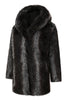 Load image into Gallery viewer, Black Long Sleeve Faux Fur Coat Jacket with Hooded Long Outwear