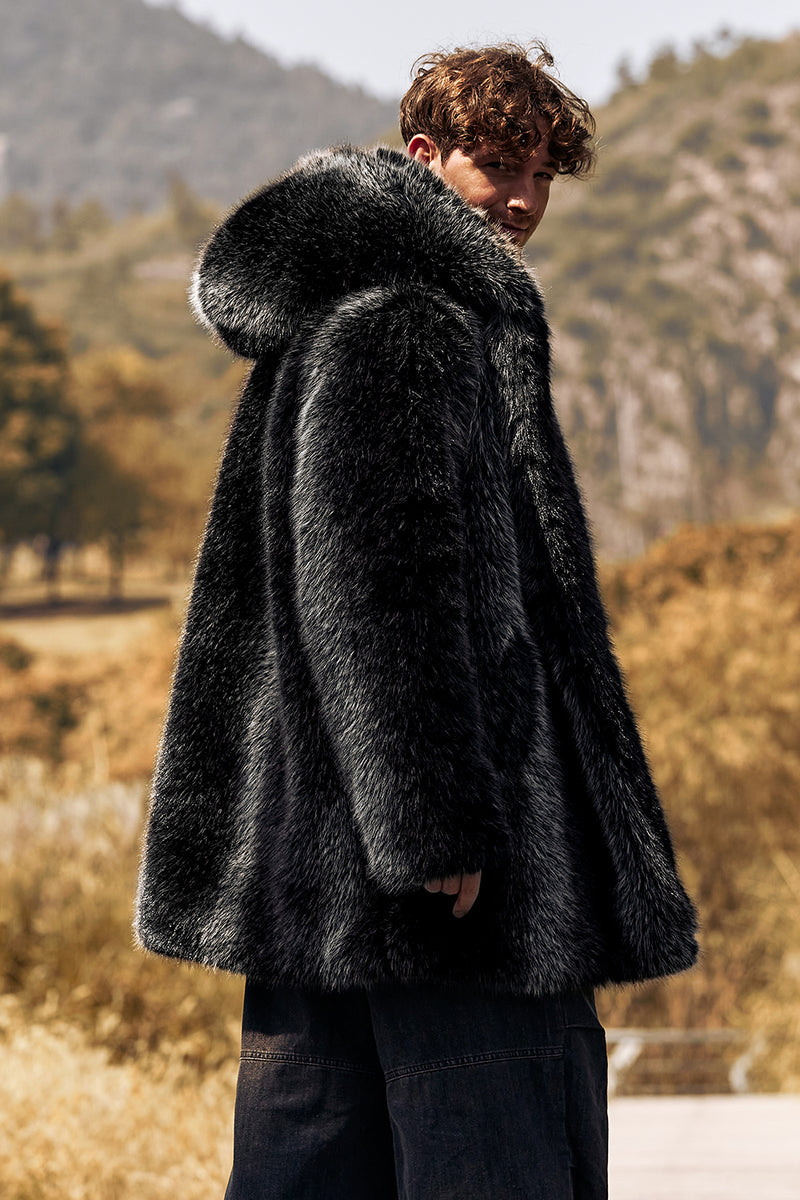 Load image into Gallery viewer, Black Winter Warm Faux Fur Luxury Long Trench Coat