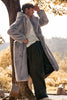 Load image into Gallery viewer, Grey Solid Hooded Coat Jacket Winter Faux Fur Long Trench Coat