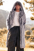 Load image into Gallery viewer, Grey Solid Hooded Coat Jacket Winter Faux Fur Long Trench Coat